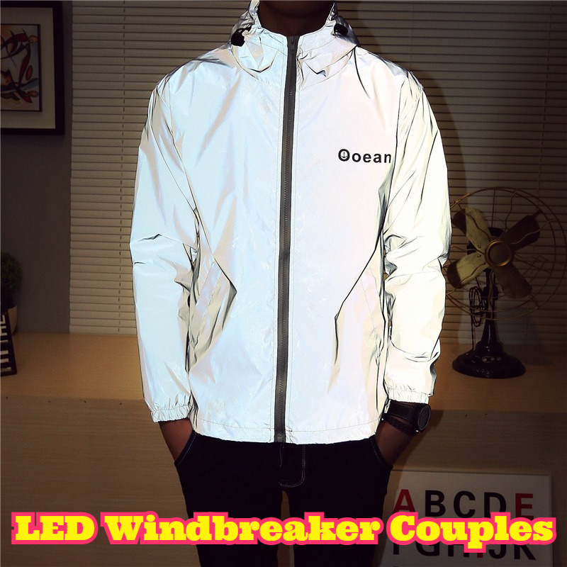 Reflective Running Jacket - LED-licht windjack Koppels Fietsen Reflecterend jack