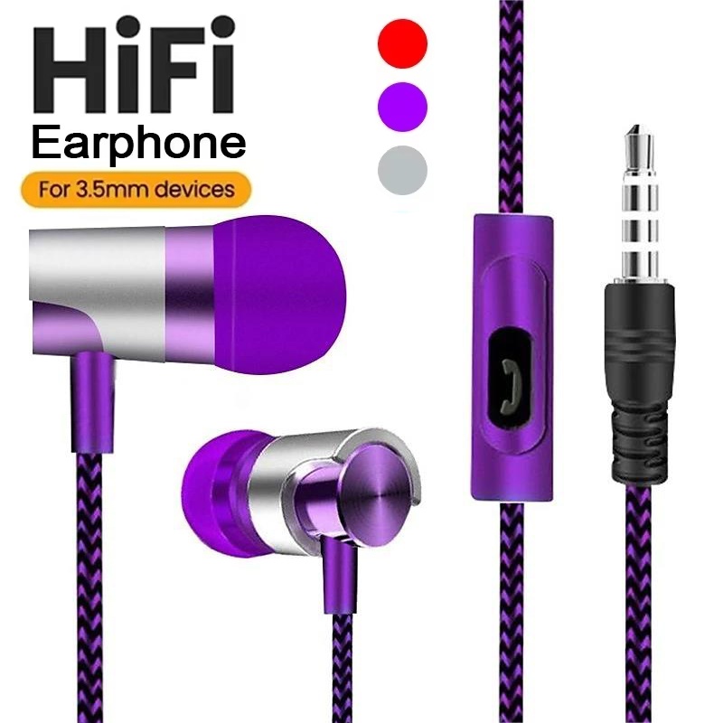 Running Gear Headphones - Bedrade oortelefoons In-ear-headset Metalen bas-oordopjesontwerp Gym