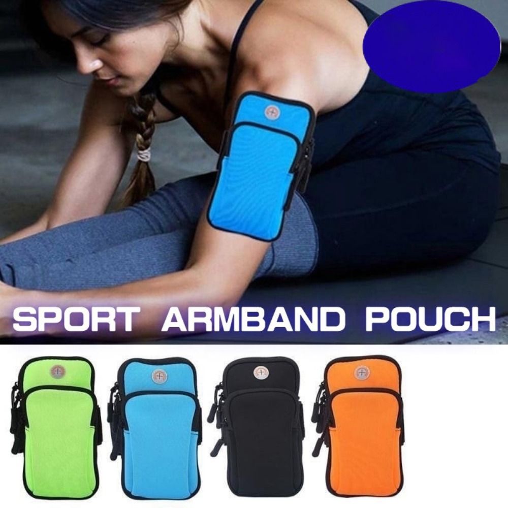 Running Gear Phone Holder - Draagbare Neopreen Sportarmband Telefoonhoesje Zwart Blauw